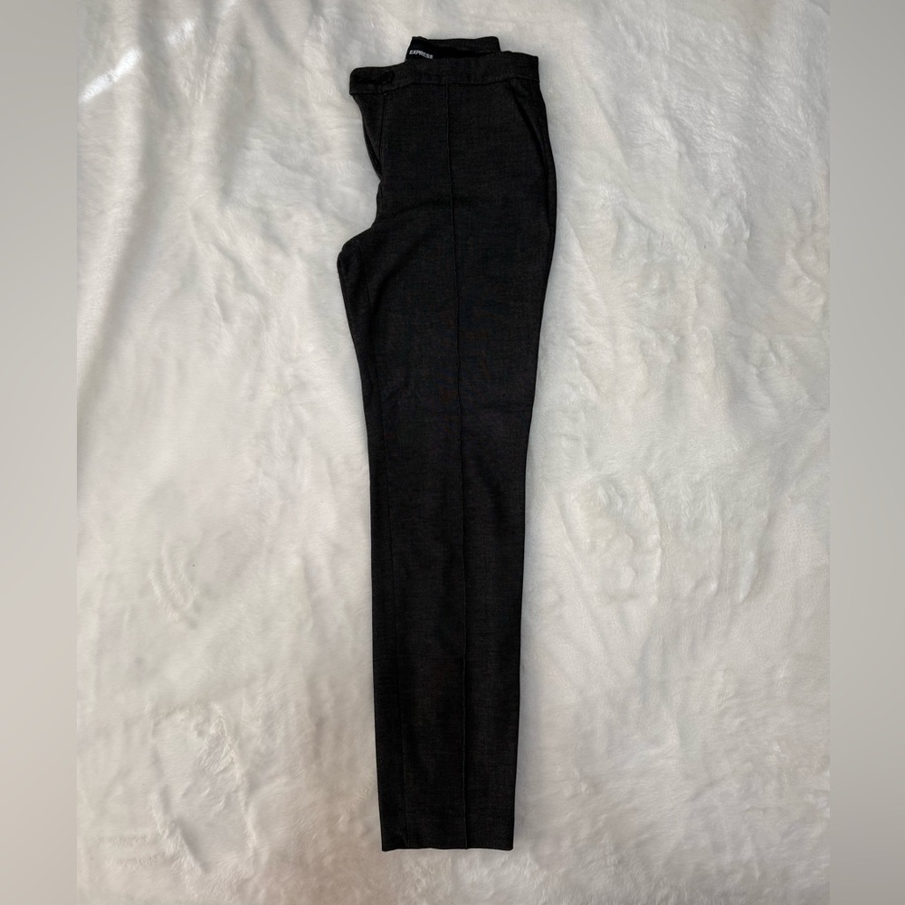 Express High Waisted Columnist Skinny Ankle Pant | Charcoal Gray | 6L Zip Front